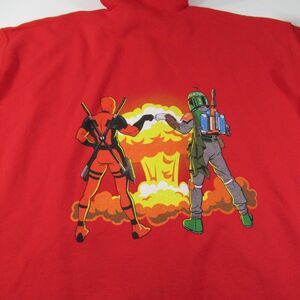 Deadpool Boba Fett Fist Bump Red‎ Hooded Full Zip Sweater Size XL New